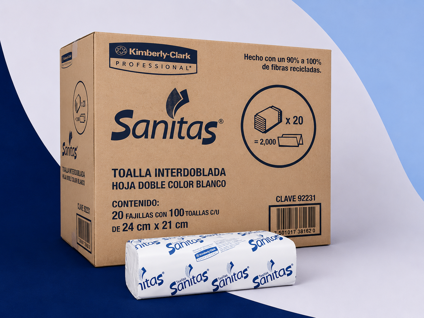 Toalla interdoblada Sanitas 92231 papel secado institucional